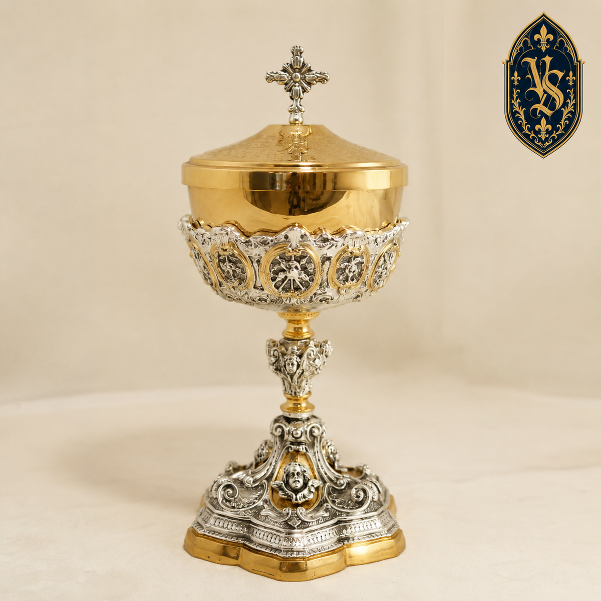 Bikolores liturgisches Ziborium, reich verziert 28 cm – CBSCM-001