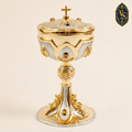 Bicolor-Kelch mit Bernsteinsteinen 25 cm – CBSCM-003