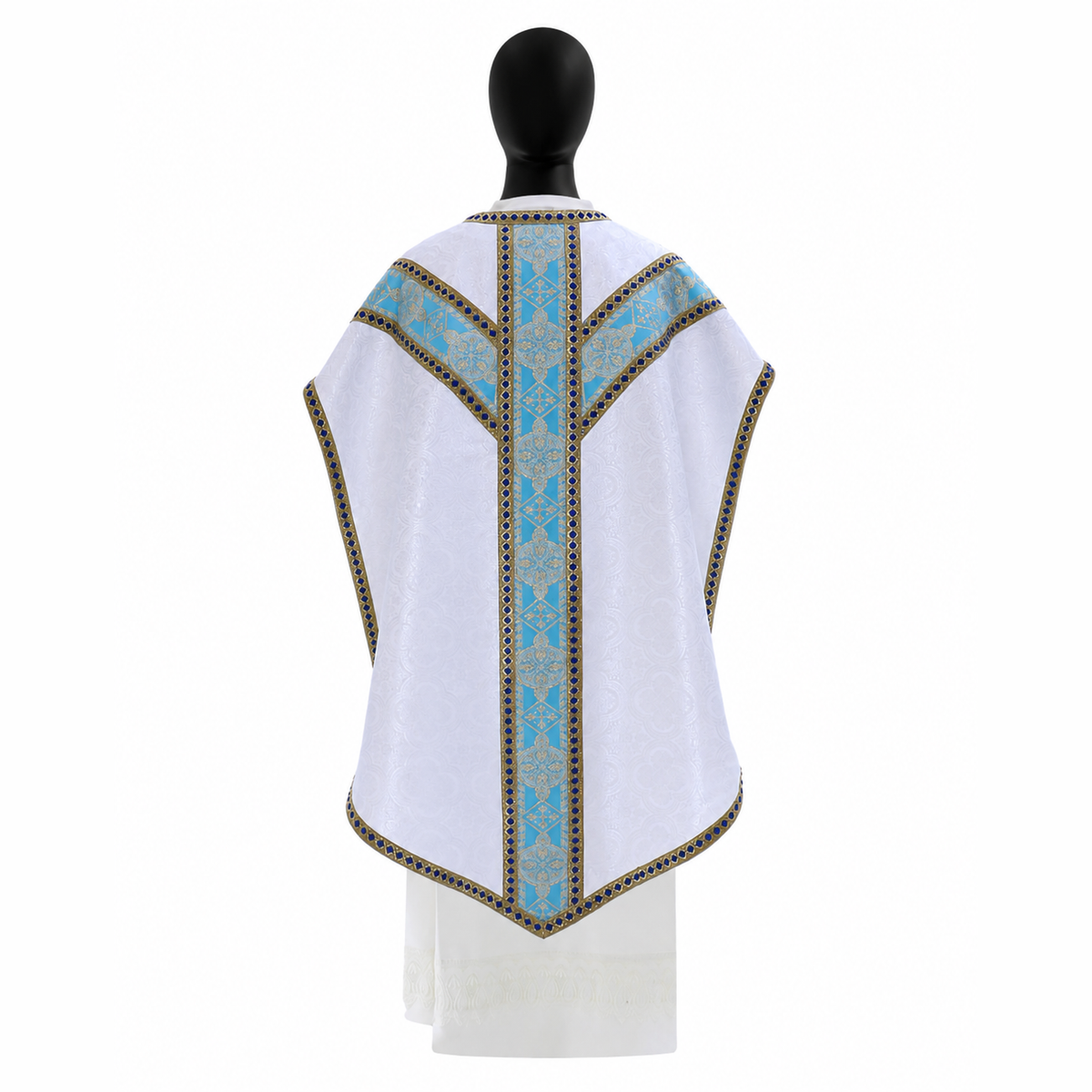 Pugin-Kasel in Weiß-Blau