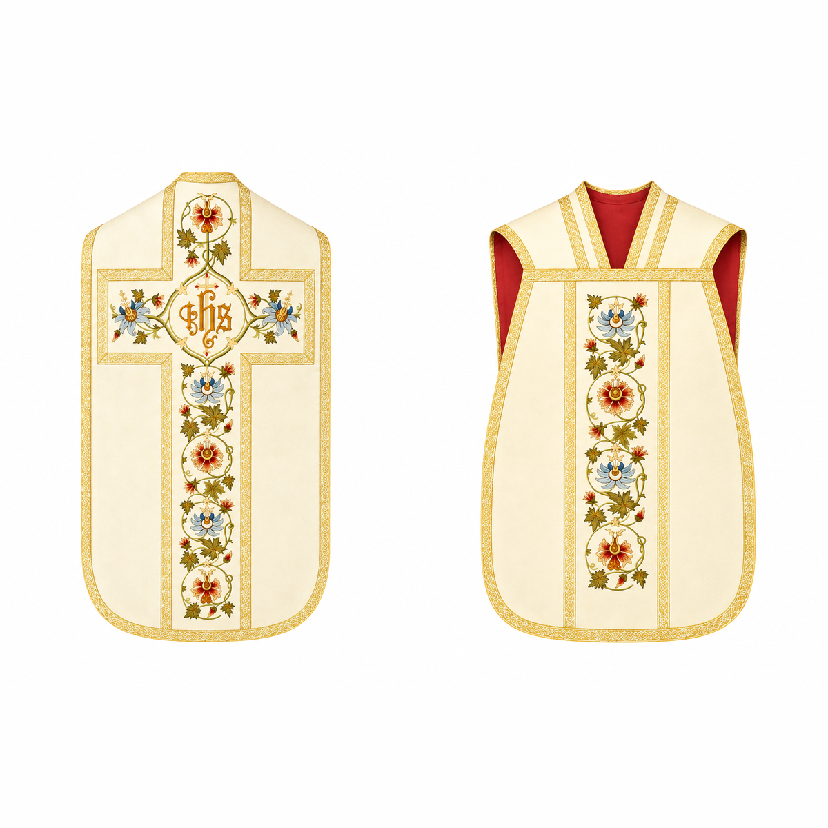 Römisches Messgewand mit Kreuz, cremefarben