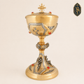 Ziborium, vergoldet, reich verziert mit roten Steinen, 26 cm – CBSCM-008