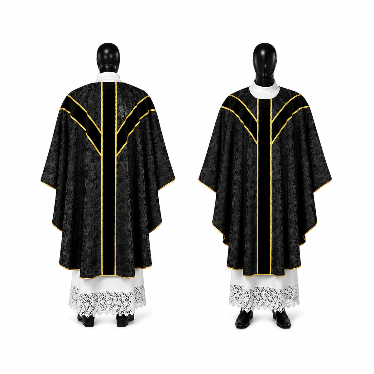 Halbgemessertes Priestergewand, schwarz