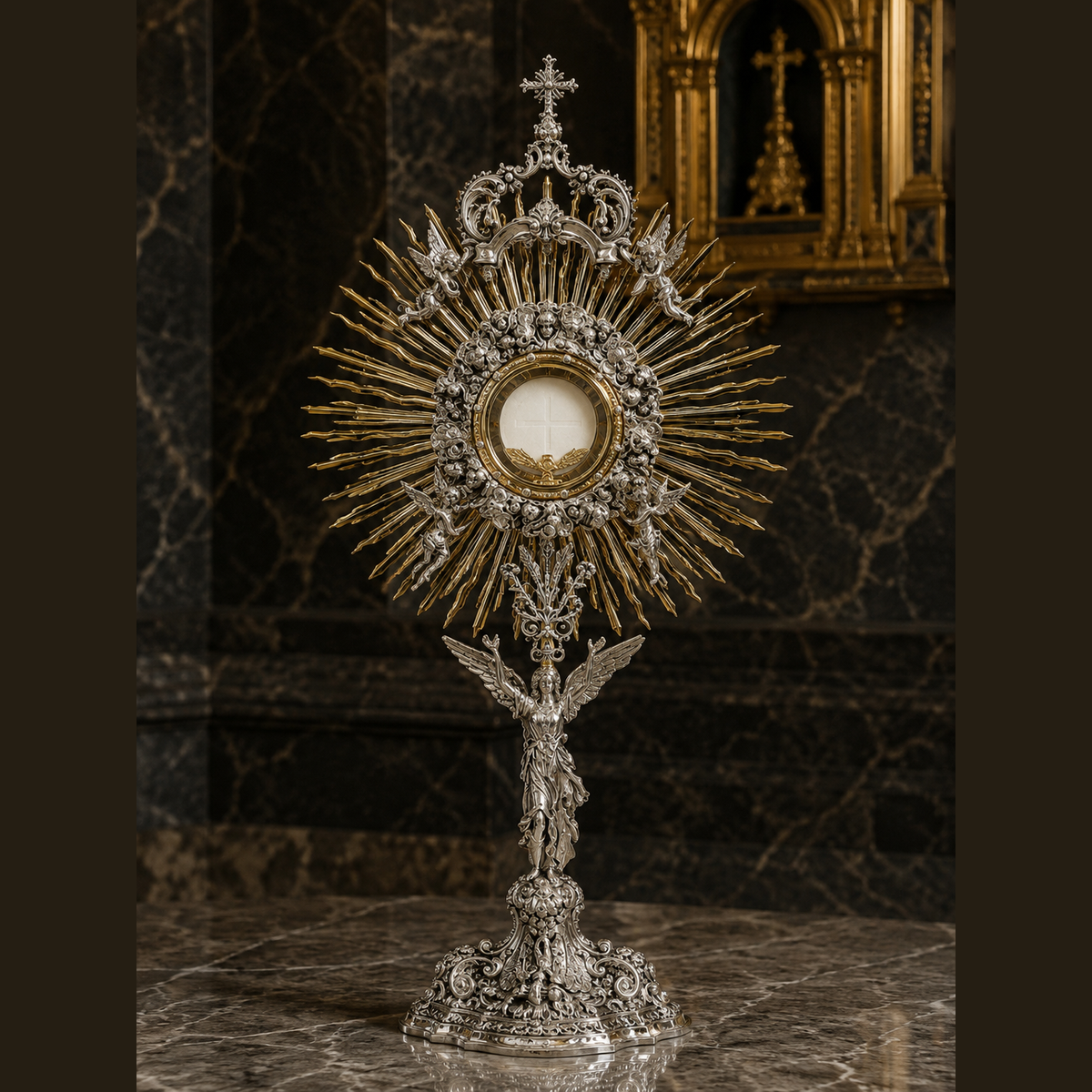 Monstranz „Triumphus Caeli“ – 70 cm, Bicolor, vergoldet, SCM-004
