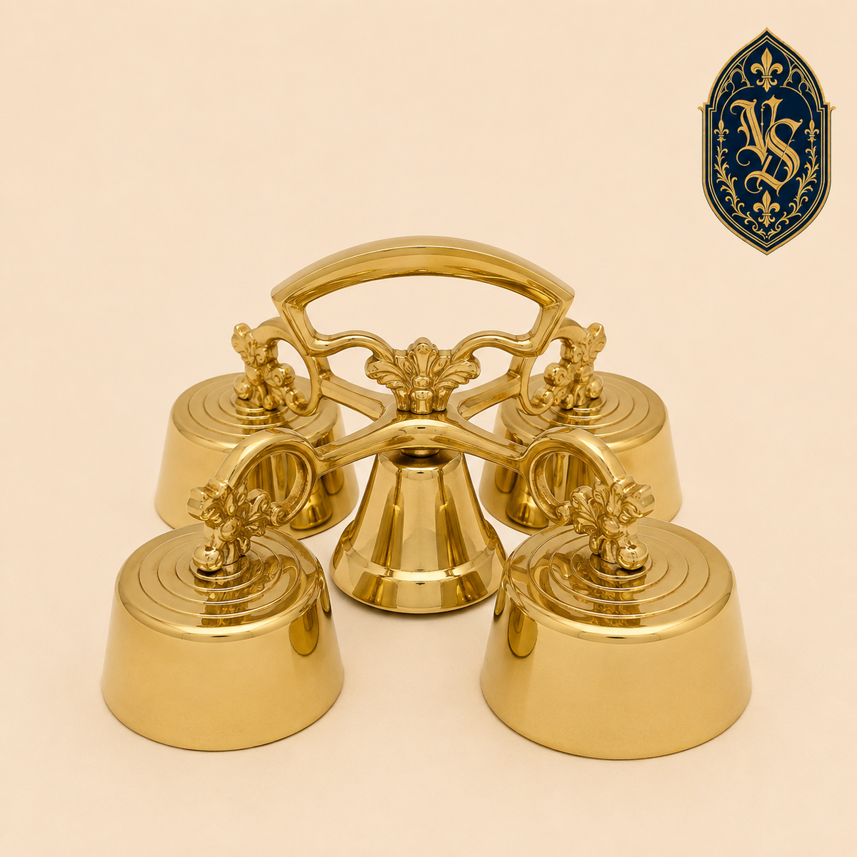 Fünftönige große liturgische Glocke aus poliertem Messing – DSCM-002