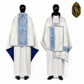 Marienschleier weiß-blau mit Monogramm – WLKRB-022