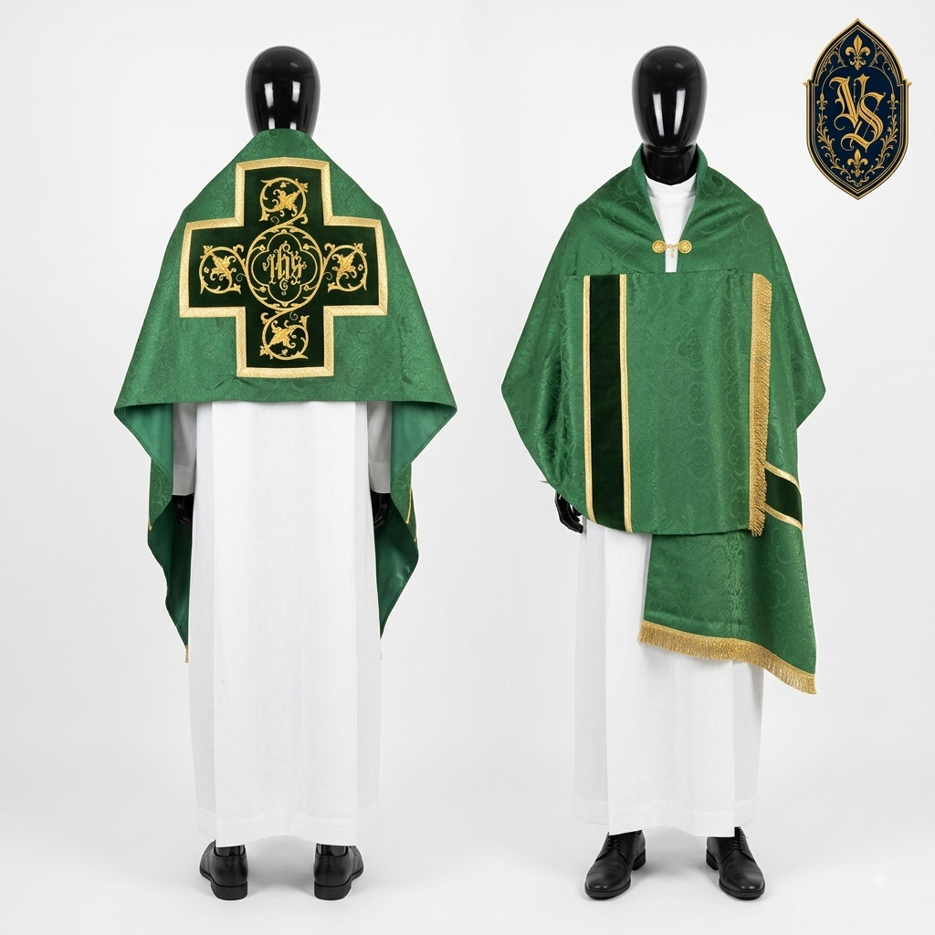 Liturgisches Velum, grün, mit IHS-Stickerei – WLKRB-008