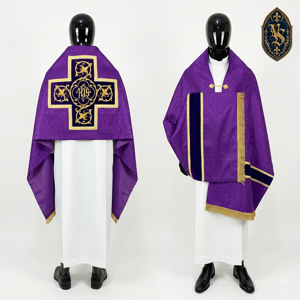 Liturgischer Schleier violett mit IHS-Stickerei – WLKRB-010