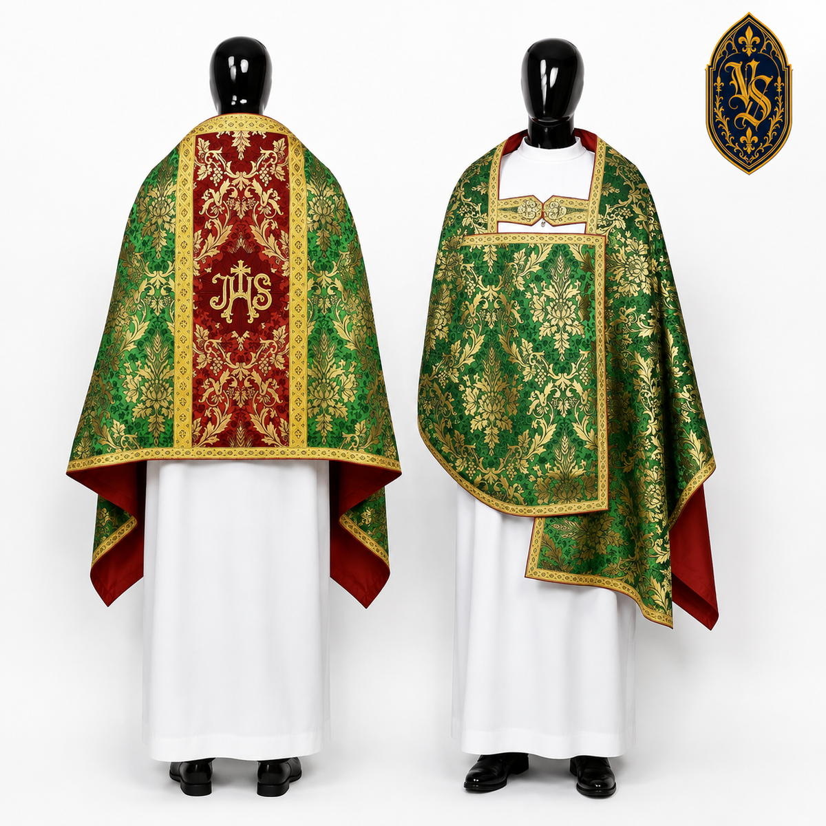 Liturgisches Velum grün-gold mit IHS-Stickerei – WLKRB-019