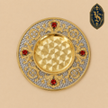 Liturgische Patene vergoldet, handgefertigt mit roten Steinen – PSCM-010