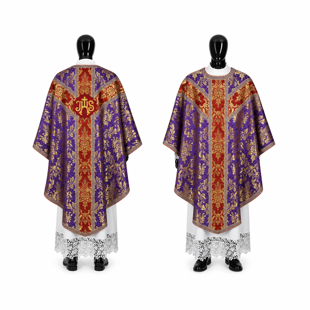 Kasel semi-gotisch Violett-Rot