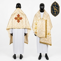 Heller goldener liturgischer Schleier mit liturgischer Stickerei WLKRB-012