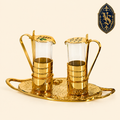 Vergoldetes Set liturgischer Ampullen auf dekorativem Tablett 130 ml – ASCM-003