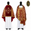 Rotes und goldenes liturgisches Velum mit IHS-Stickerei – WLKRB-024