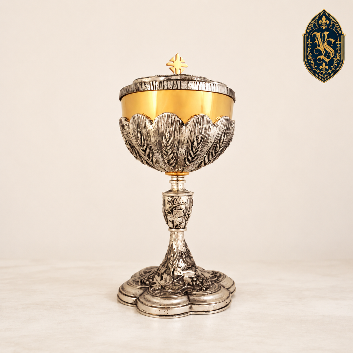 Bicolor Ziborium mit dekorativem, versilbertem Rahmen 26 cm – CBSCM-010